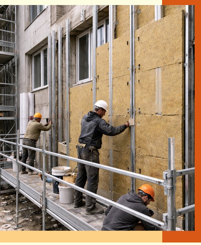 Утепление вентилируемого фасада в Хабаровске от 5761 руб/м2 — монтаж и утепление вентфасад | ТепломастерХбр